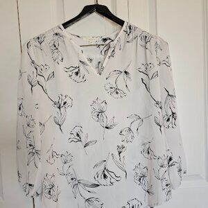 fun2fun, Med., White w/ Blk Floral Prnt, Polyester for Office or Going Out